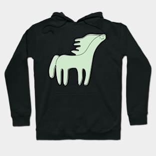 Silly Simple Minimalist Pastel Green Horse on Pink Hoodie